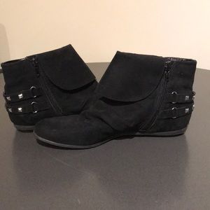 Black Studded Strap Booties